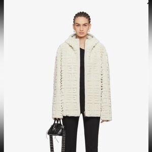 Women's Givenchy reversible dyed lamb fur hooded jacket in 4G  pattern 36/4US